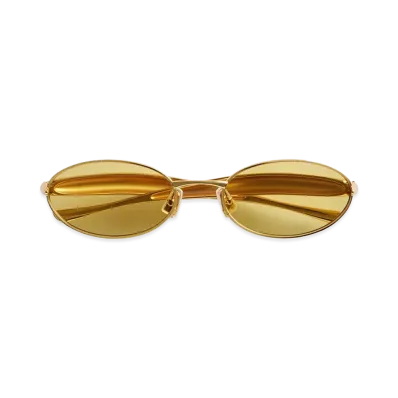 Bottega Veneta Sardine Oval Sunglasses "Gold/Yellow"