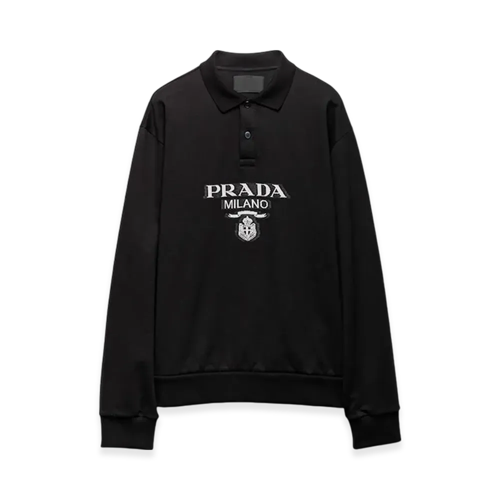 PRADA L/S Cotton Polo Shirt "Black"