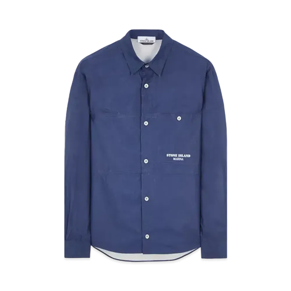 Stone Island 109x3 Stone Island Marina_Plated Cotton Canvas "Royal Blue"