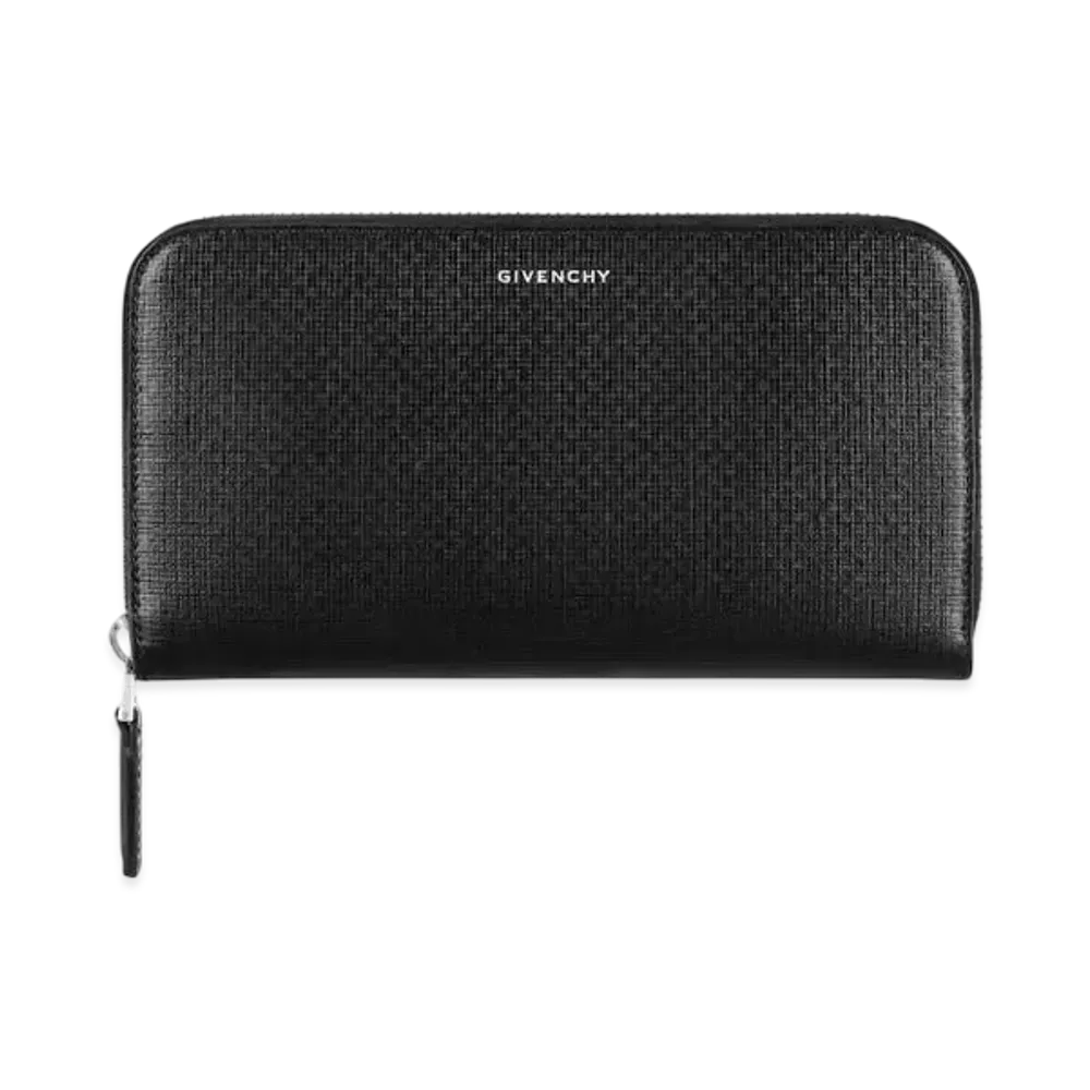 GIVENCHY Zipped Wallet In 4G Classic Leather "Black"