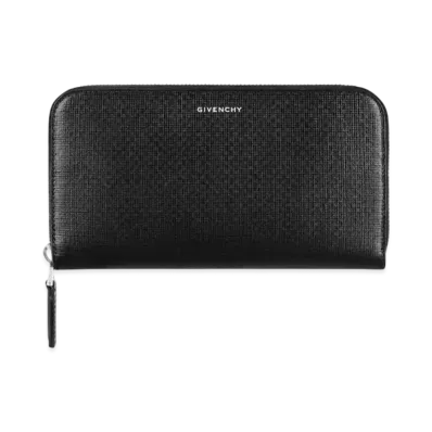 GIVENCHY Zipped Wallet In 4G Classic Leather "Black"