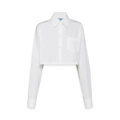PRADA Women's Poplin Cropped Shirt "White"