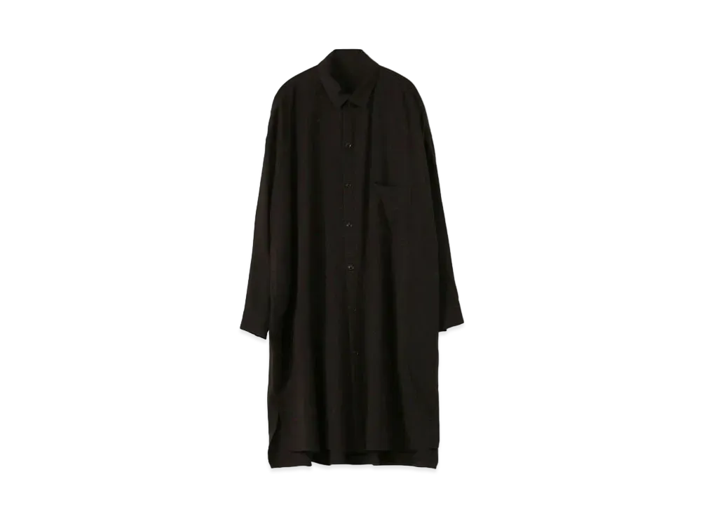 Yohji Yamamoto Y's SUPER120 SOFT VIYELLA PLUSH COLLAR LONG BLOUSE "Khaki"