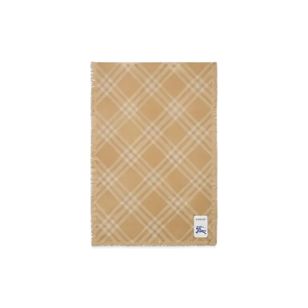 Burberry Wide Check Wool Silk Scarf "Sand/Ecru"