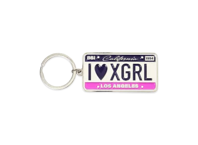 X-Girl Women's Plate Logo Key Charm "Pink"