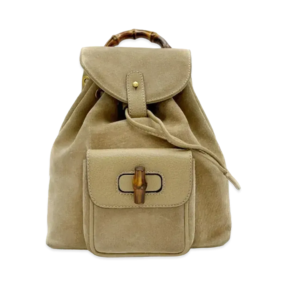 GUCCI Backpack Mini Bamboo Suede "Beige"