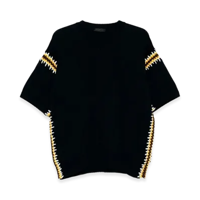 PRADA Cotton Linen Polo Neck "Black/Yellow"