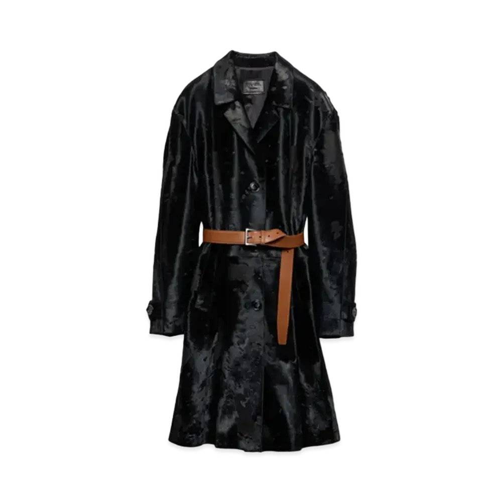PRADA Women's Leather Coat "Black"