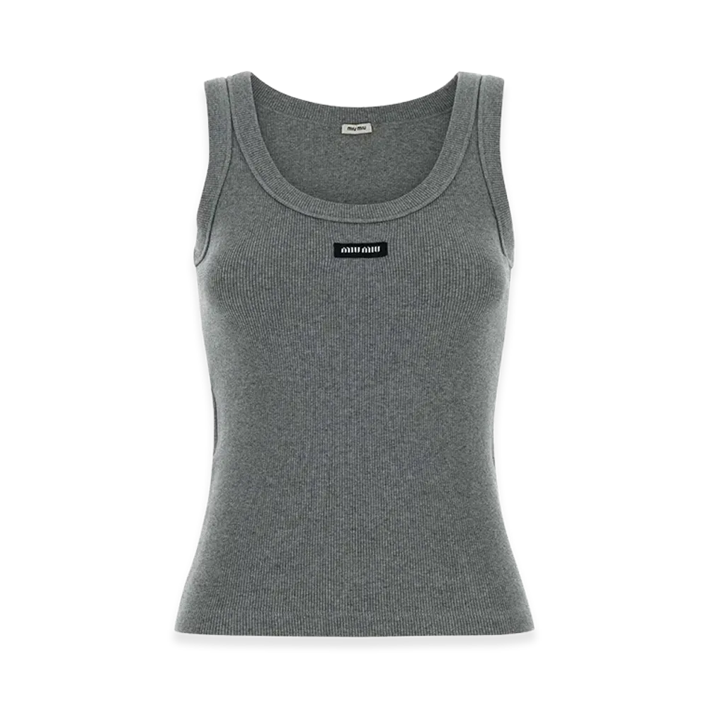 MIU MIU Women's Stretch Cotton Tank Top "Gray"