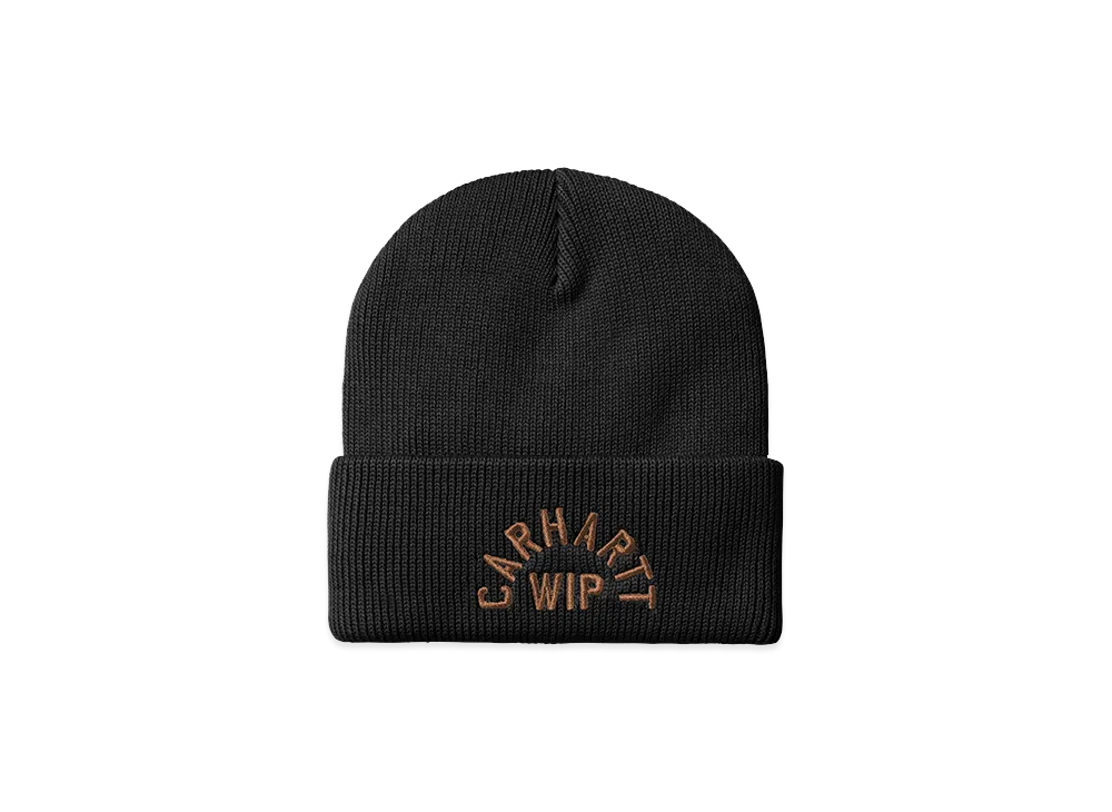 Carhartt WIP Arch Script Beanie "Black/WIP H Brown"