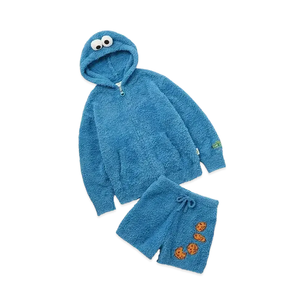 GELATO PIQUE x Sesame Street Cookie Monster Parka & Shorts Set "Blue"