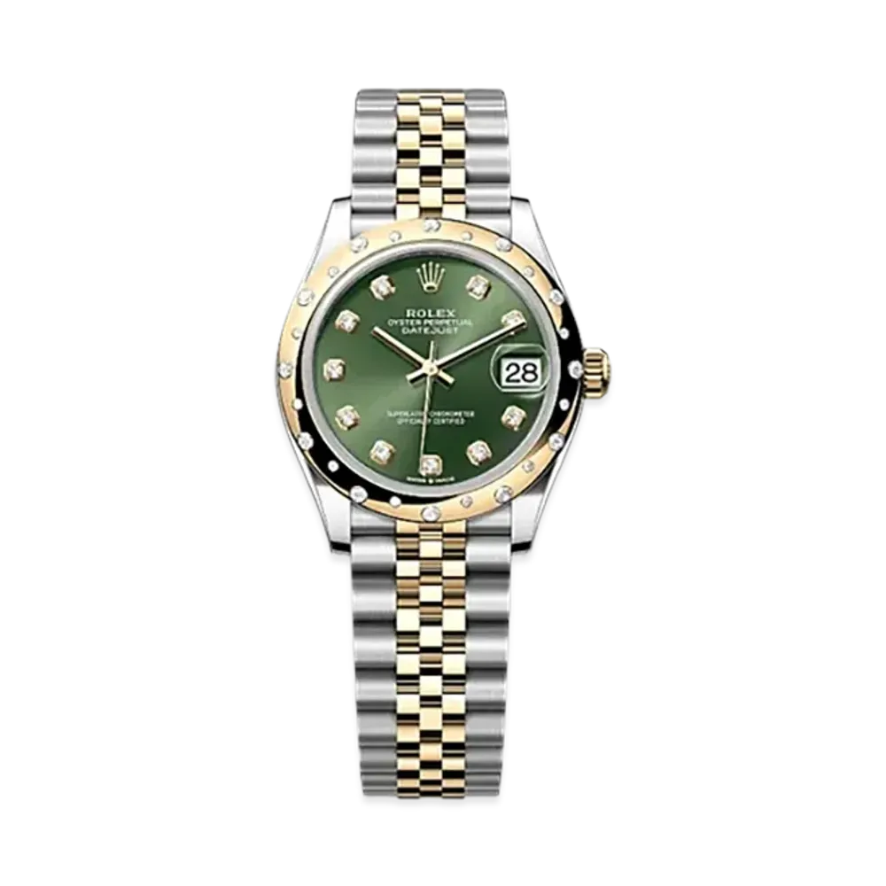 ROLEX Datejust 31mm Oystersteel & Yellow Gold Diamond 278343RBR "Olive Green"