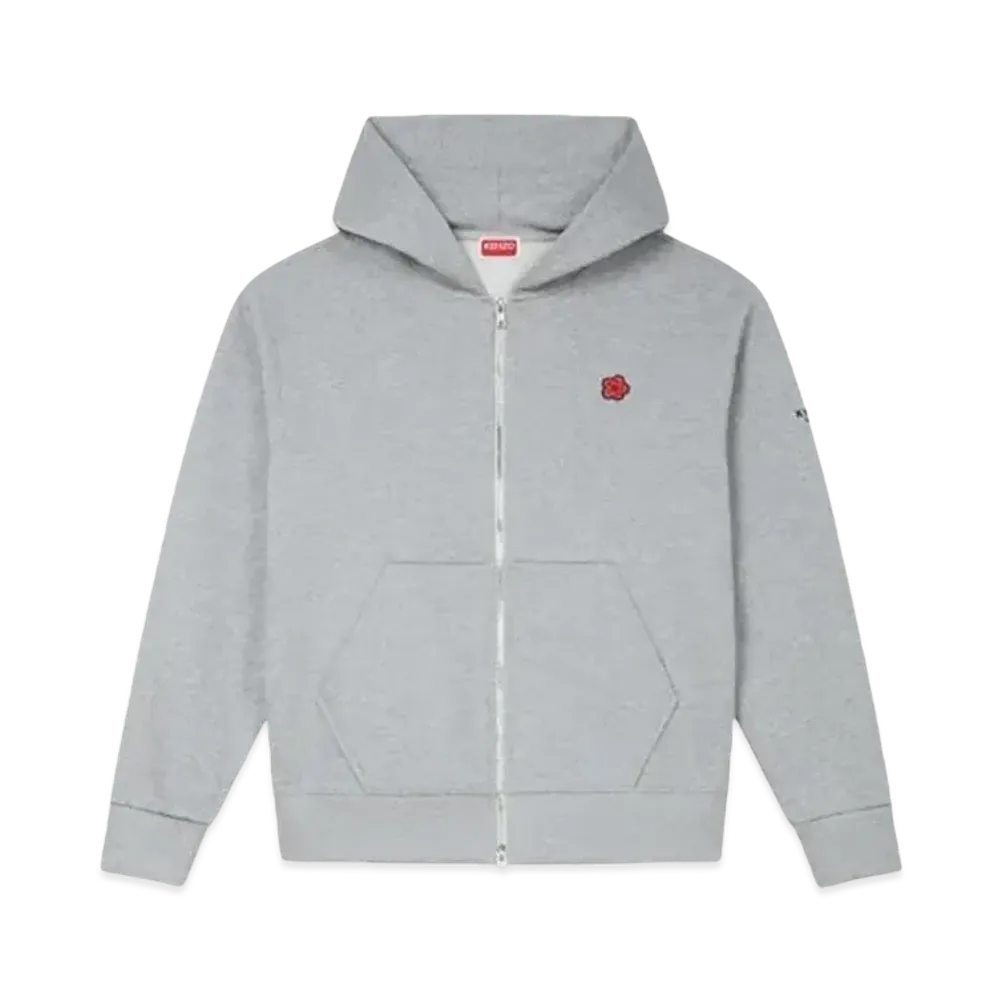 KENZO 'BOKE FLOWER' Embroidery Zip Hoodie "Pale Grey"