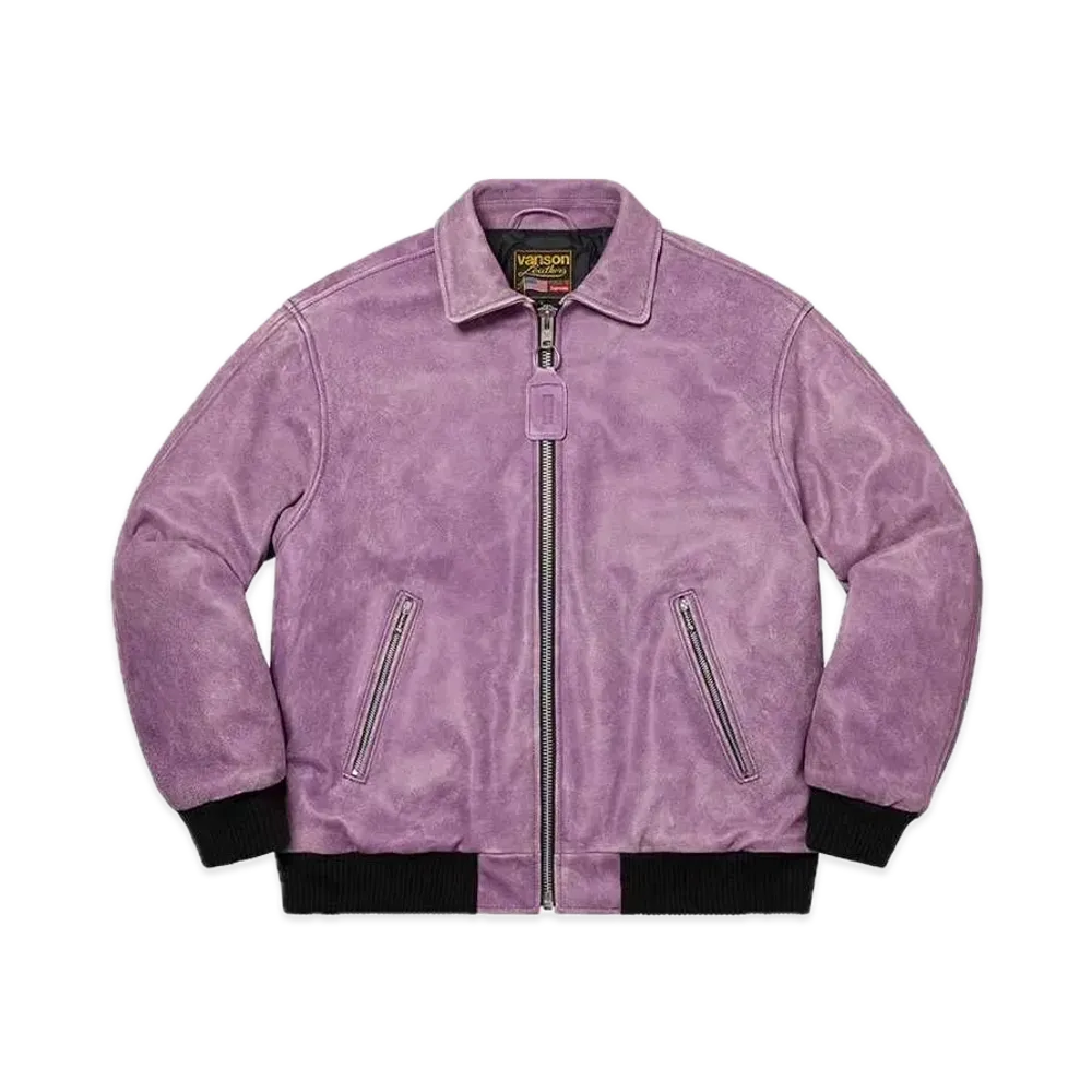Supreme x Vanson Leathers Worn Leather Jacket "Dark Purple"