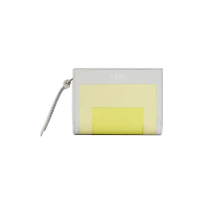LOEWE Women's Compact Wallet In Nappa Calfskin "Pale Grey/Light Citrine"