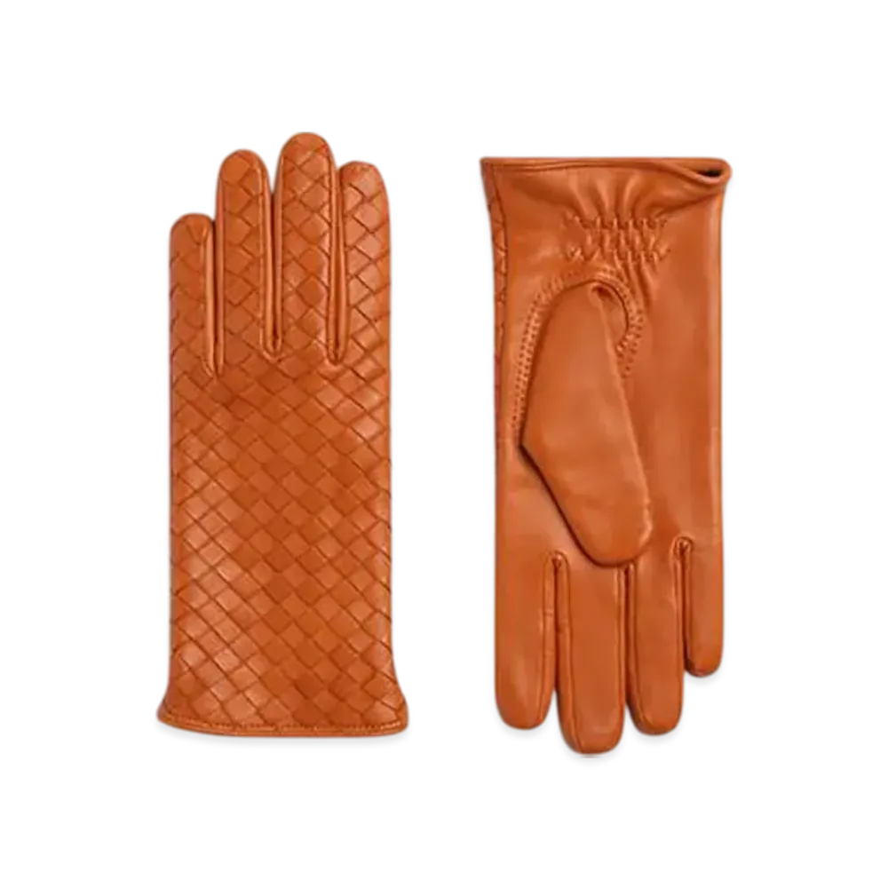 Bottega Veneta Intrecciato Leather Gloves "Brick"