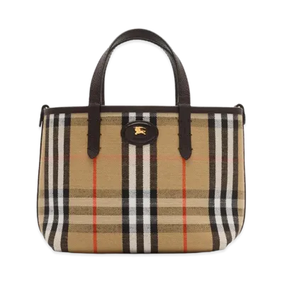 Burberry Women's Mini Reversible Bloomsbury Tote "Peat Brown/Sand Beige"