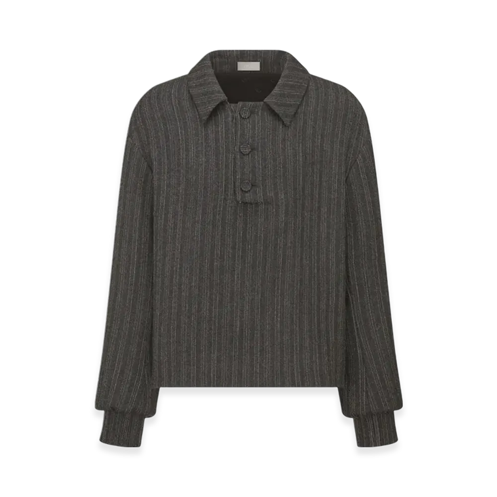 Dior Striped Virgin Wool Twill Sweater "Anthracite Gray"