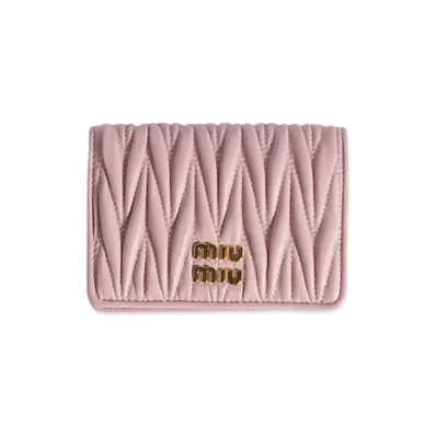 MIU MIU Matelasse Leather Wallet "Alabaster Pink"