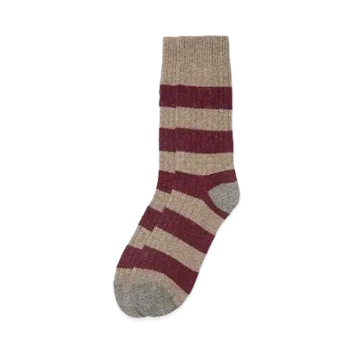 Barbour Melange Striped Socks "Red"