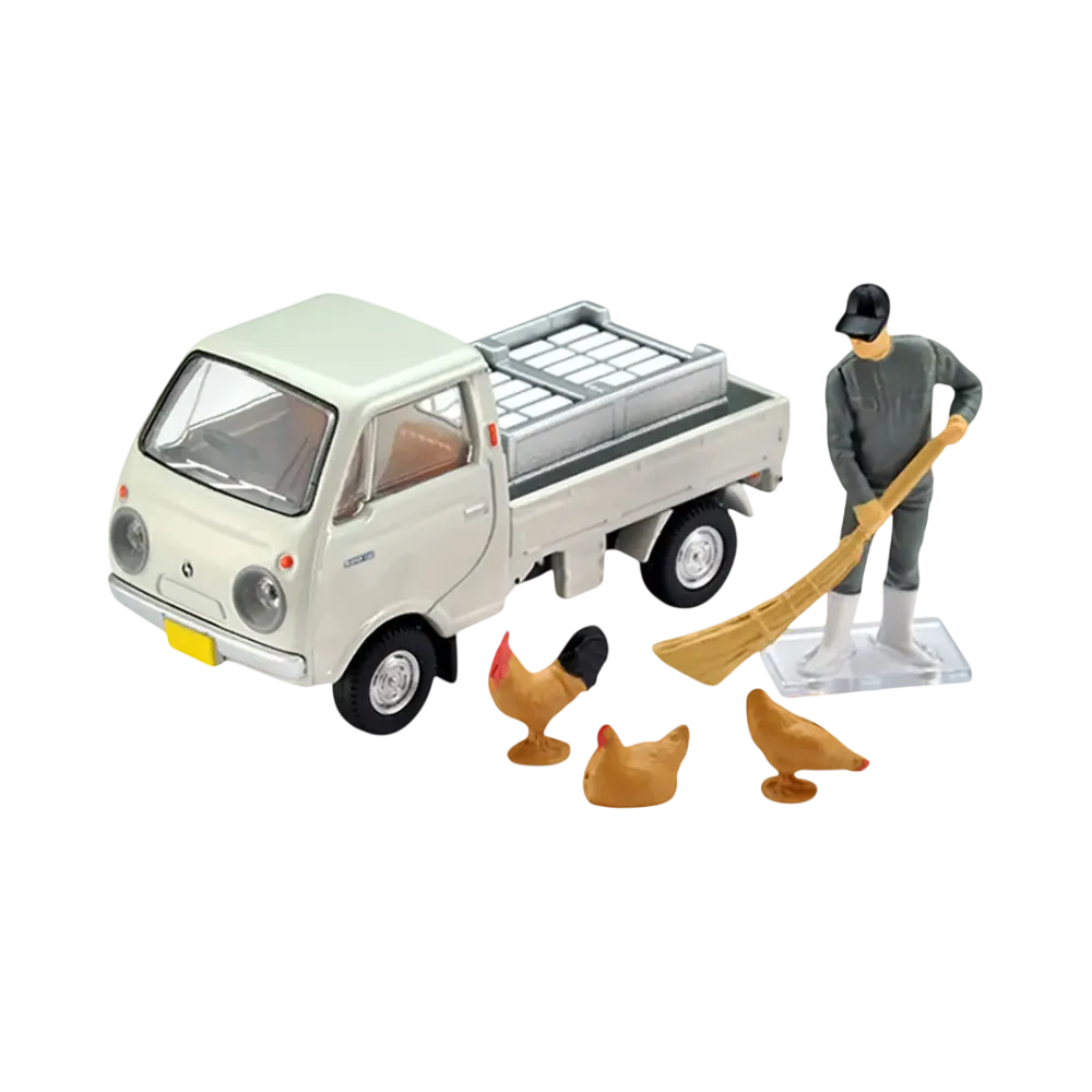 TOMYTEC "TOMICA LIMITED VINTAGE" 1/64 LV-198b Mazda Porter Cab Three-Way Opening (White) With Figure