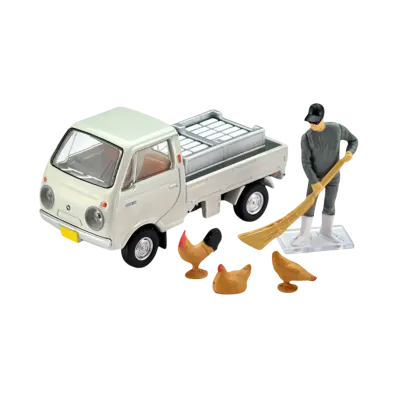 TOMYTEC "TOMICA LIMITED VINTAGE" 1/64 LV-198b Mazda Porter Cab Three-Way Opening (White) With Figure
