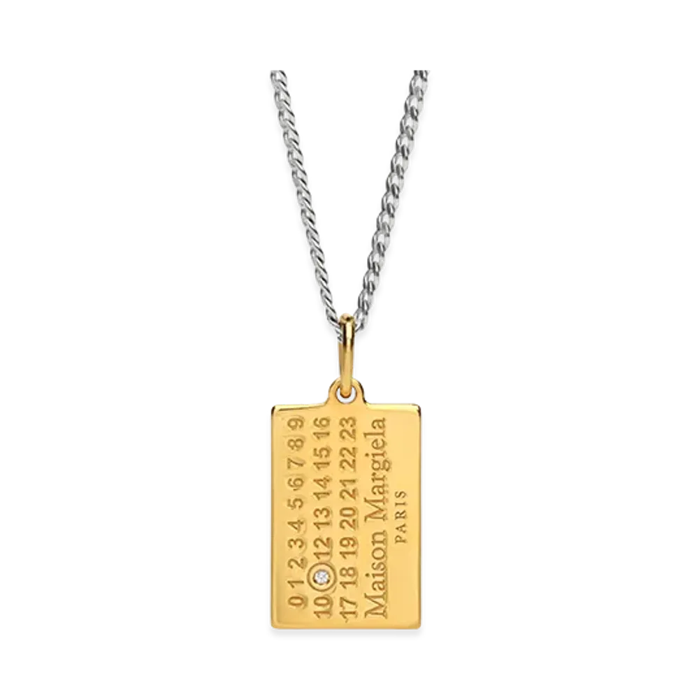 Maison Margiela Numbering Twisted Diamond Pendant Necklace "Gold"