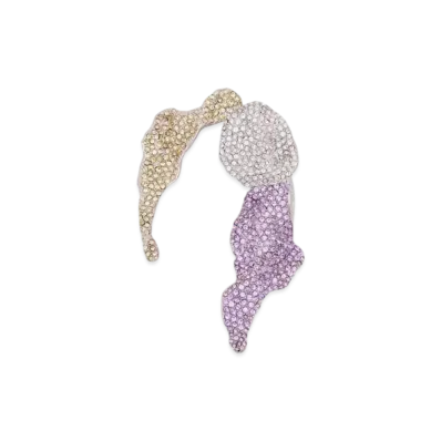 LOEWE Glitter Fragment Ear Cuff "Silver/Light Mauve/Pale Yellow"