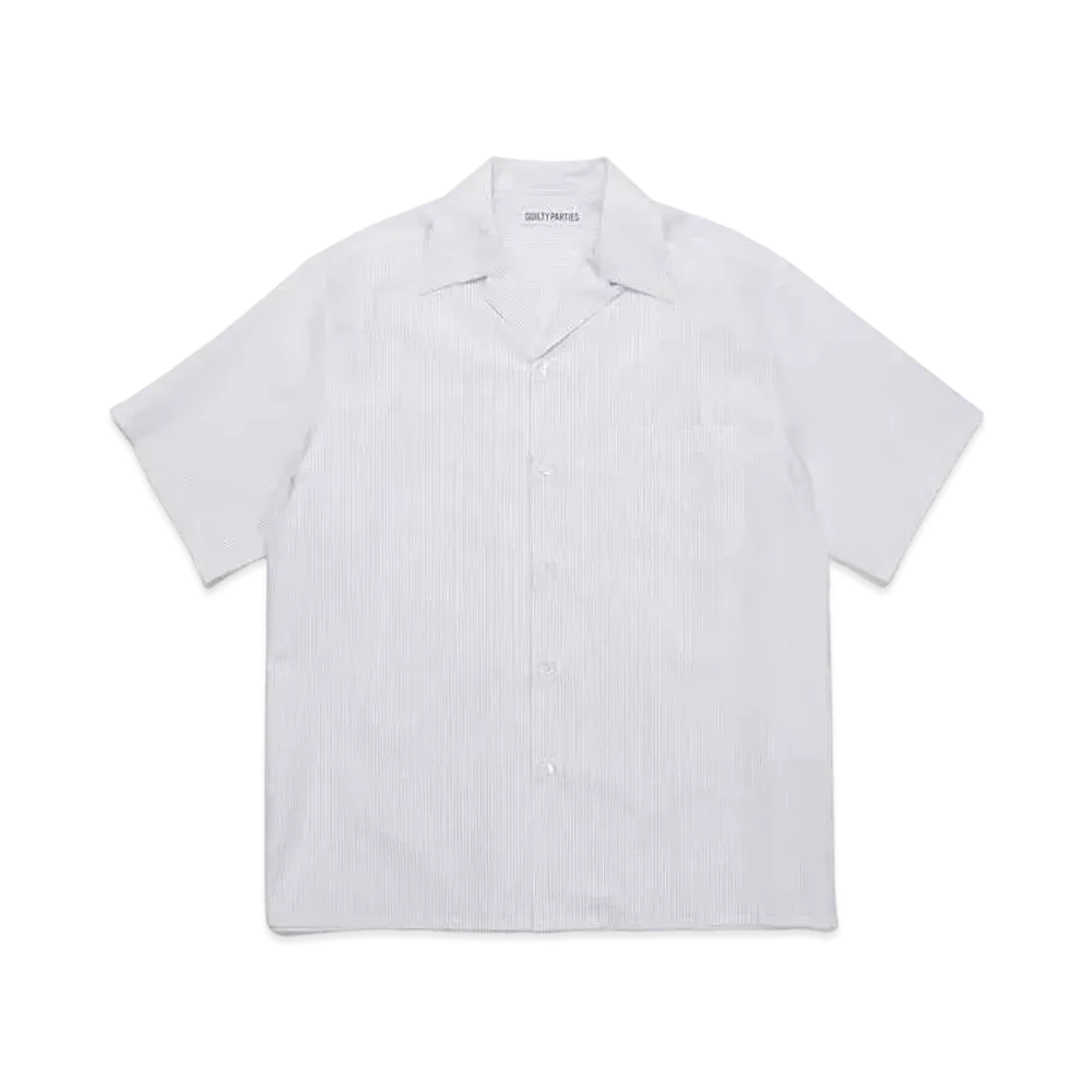 WACKO MARIA STRIPED OPEN COLLAR SHIRT (IMPOET FABRIC / S.I.C.TESS.) "Gray"