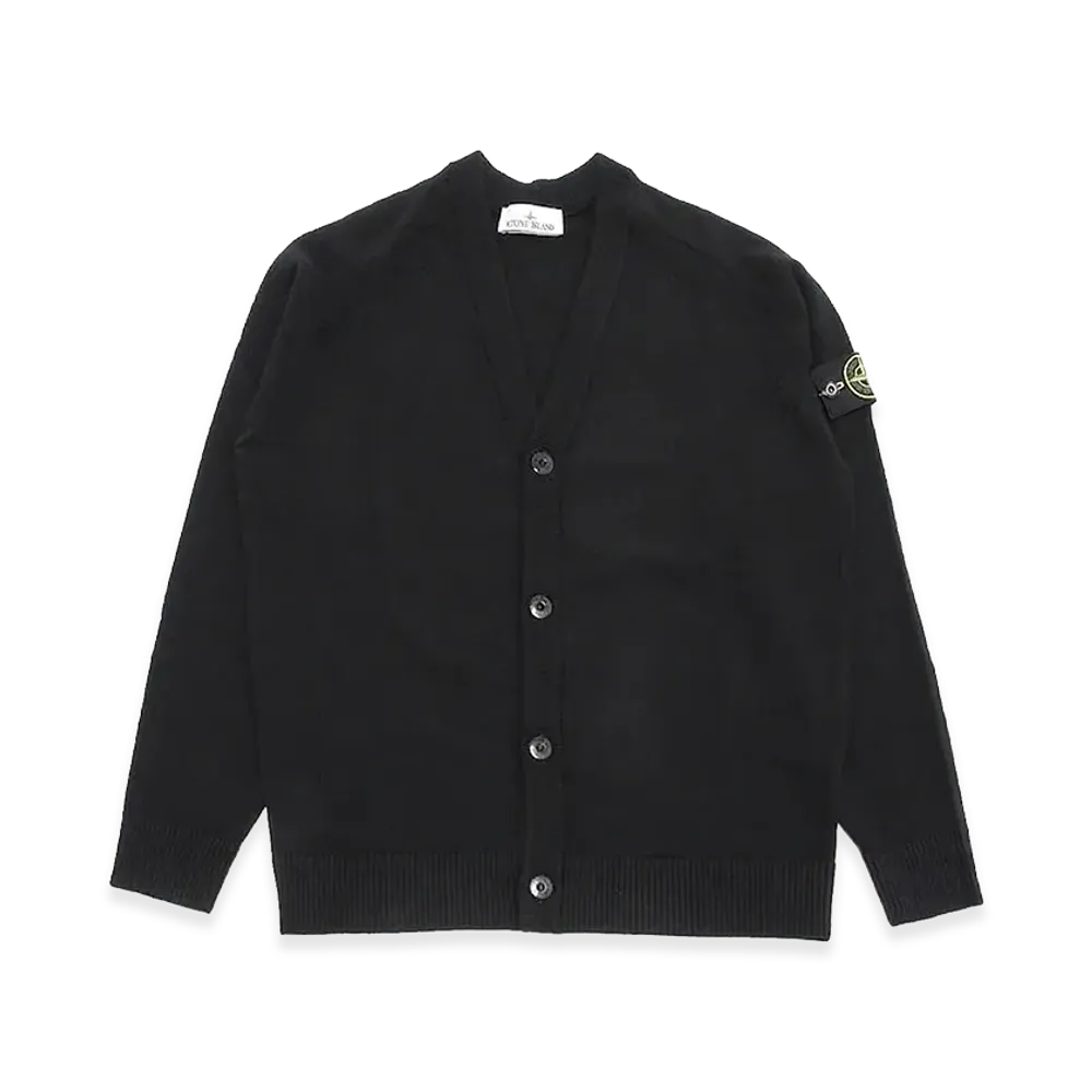 Stone Island Badge Patch Wool Cardigan "Black"