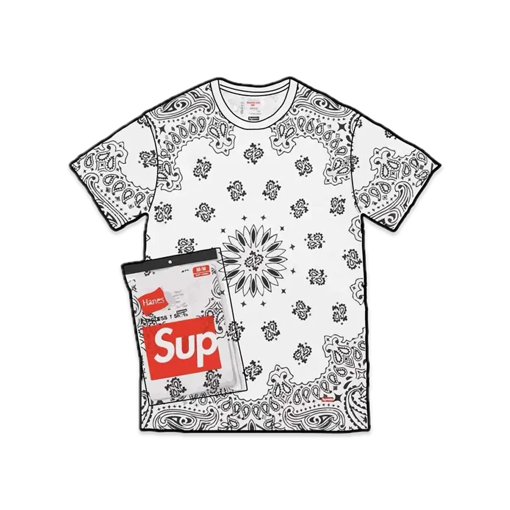 Supreme x Hanes Bandana Tagless Tees (2 Pack) "White"