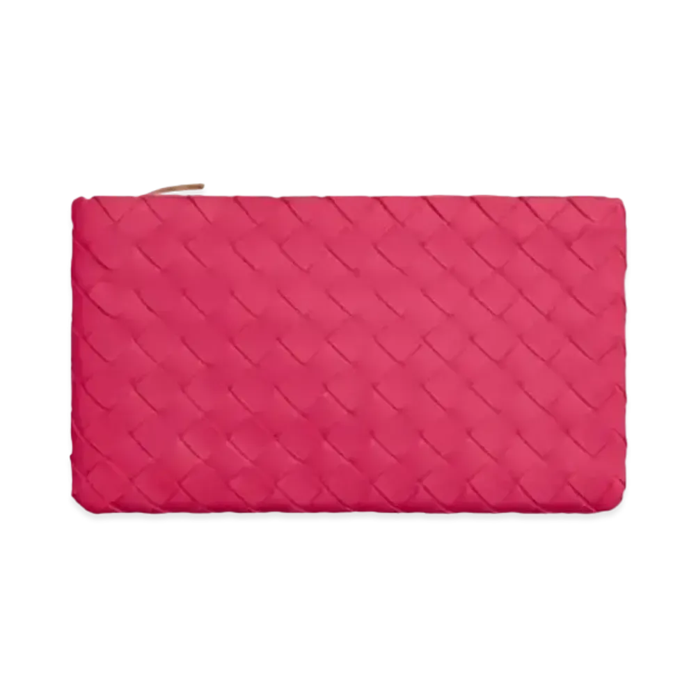 Bottega Veneta Lambskin Small Pouch Clutch "Cranberry"
