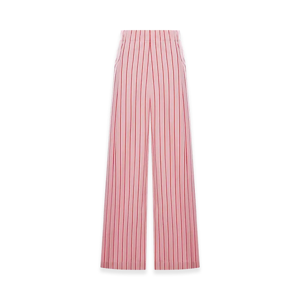 DRIES VAN NOTEN Women's Striped Cotton Palazzo Trousers "Pink"