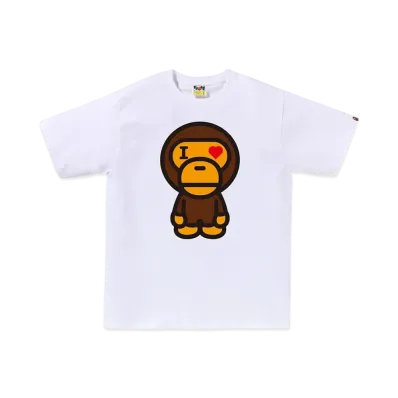 A BATHING APE Heart Baby Milo Tee "White"