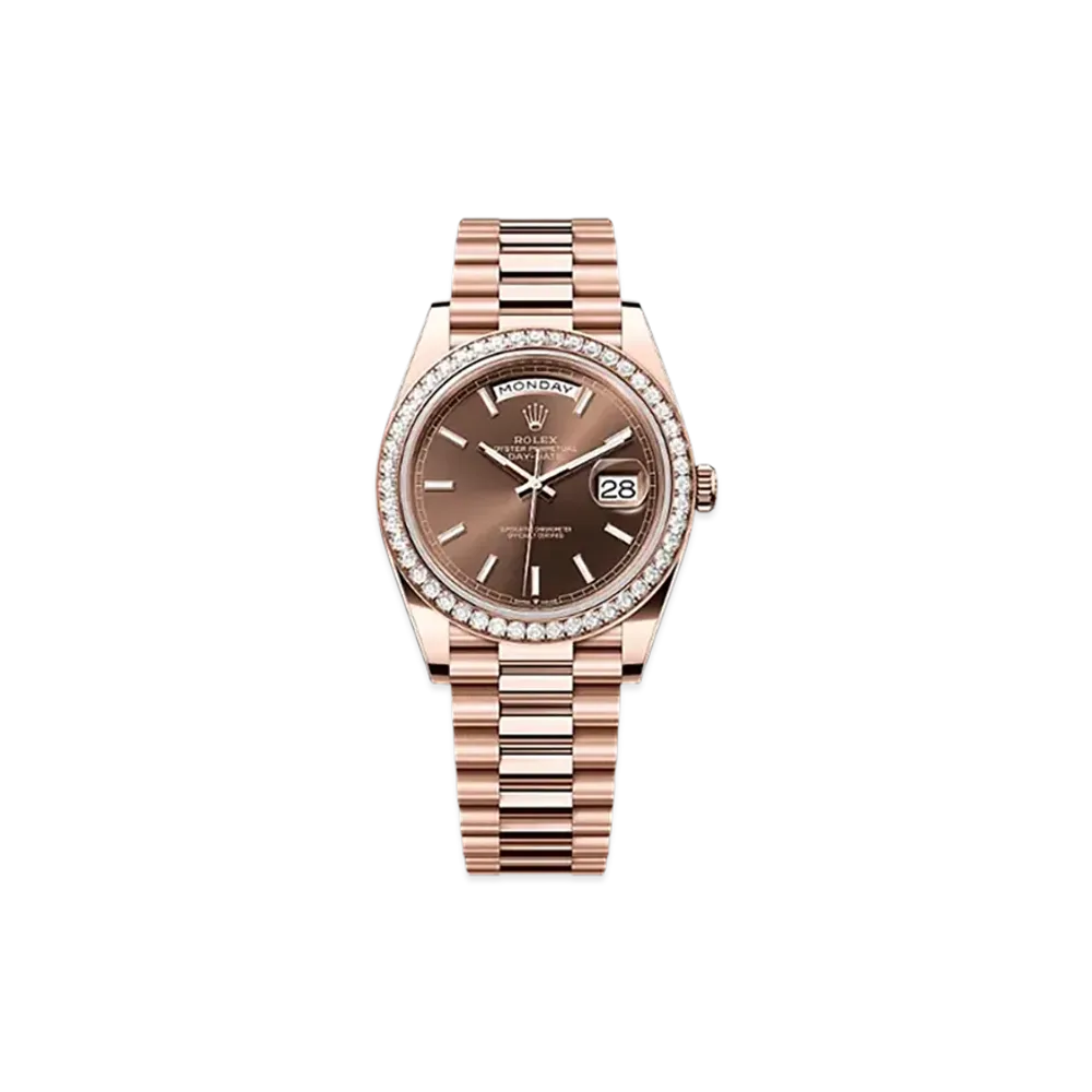 ROLEX Day-Date 40mm Everose Gold Diamond 228345RBR "Chocolate"