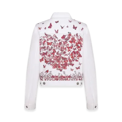 Dior Women's Jacket Denim Le Coeur Des Papillons Motif "White/Red"