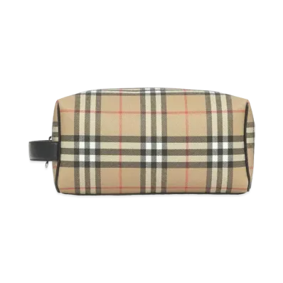 BURBERRY Vintage Check E Canvas Travel Pouch "Archive Beige"