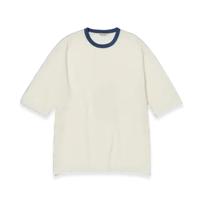 AURALEE Hard Twist High Gauge Wool Silk Knit T-Shirt "Ivory"