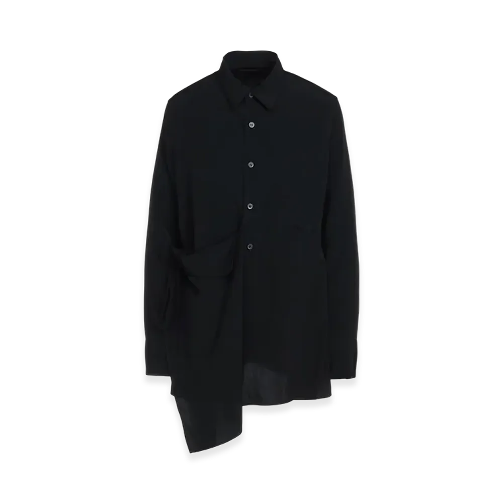 S'YTE Crepe de Chine Draped Shirt "Black"