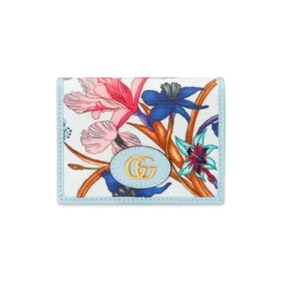 GUCCI Flora GG Marmont Mini Wallet Japan Exclusive "Light blue"