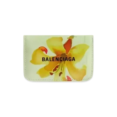BALENCIAGA Cash Mini Wallet Lilies Print "Green"