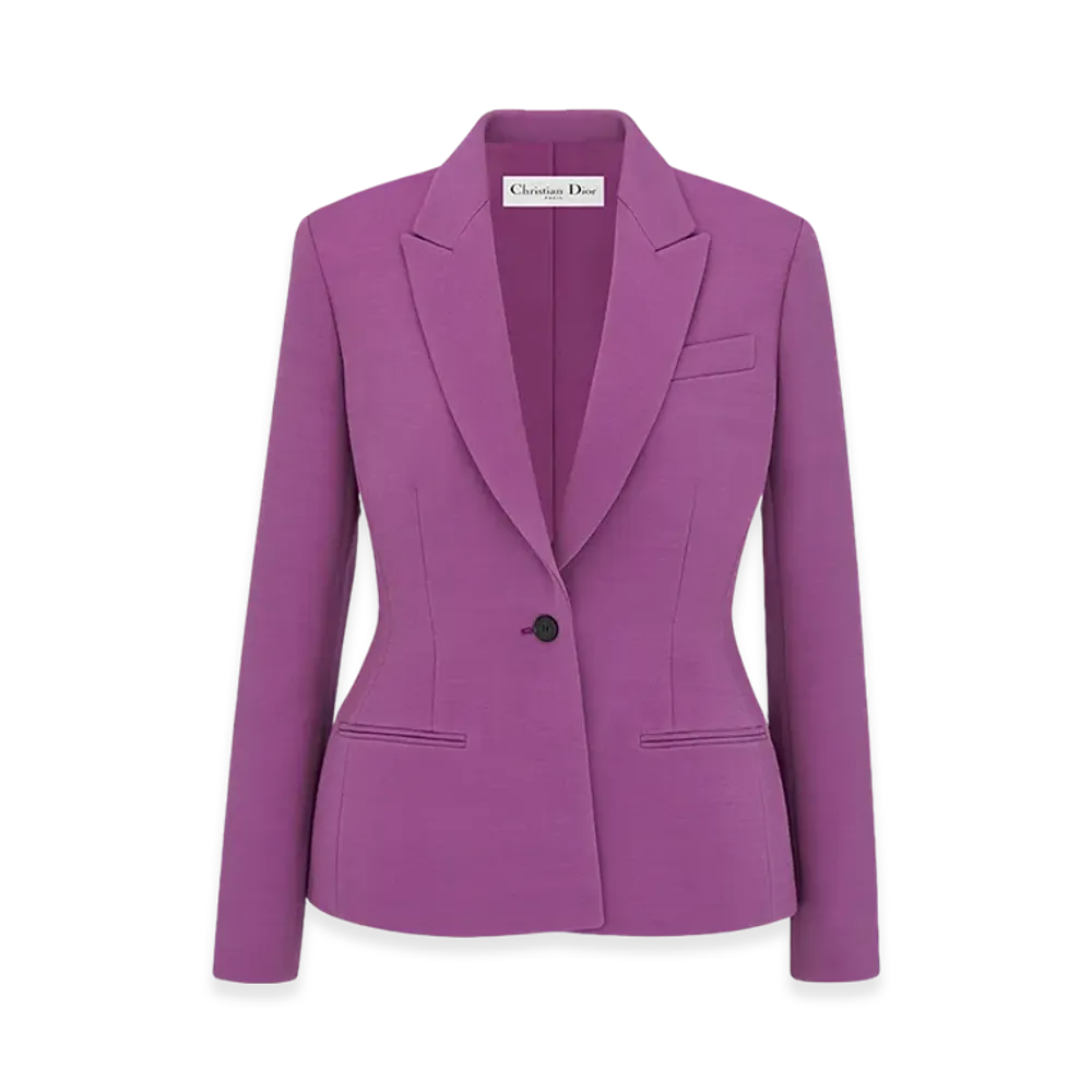 Dior Women's Fitted Jacket Lightweight Wool Silk "Purple"