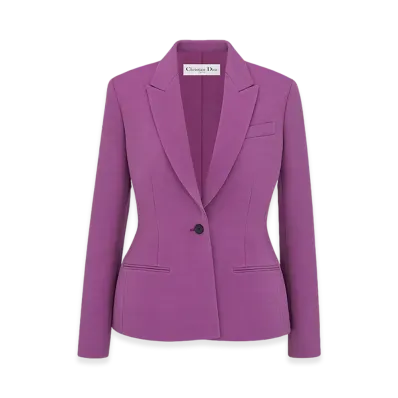 Dior Women's Fitted Jacket Lightweight Wool Silk "Purple"