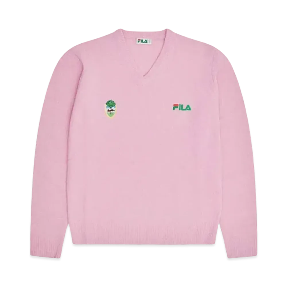 FILA+ Linear Crest V Neck Sweater "Dusty Parfait Pink"