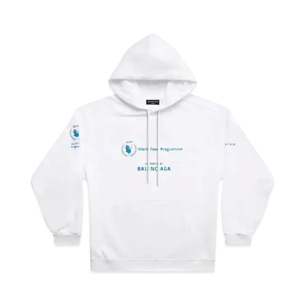 BALENCIAGA MENS WFP Hoodie Medium Fit "White/Blue"