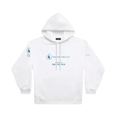 BALENCIAGA MENS WFP Hoodie Medium Fit "White/Blue"