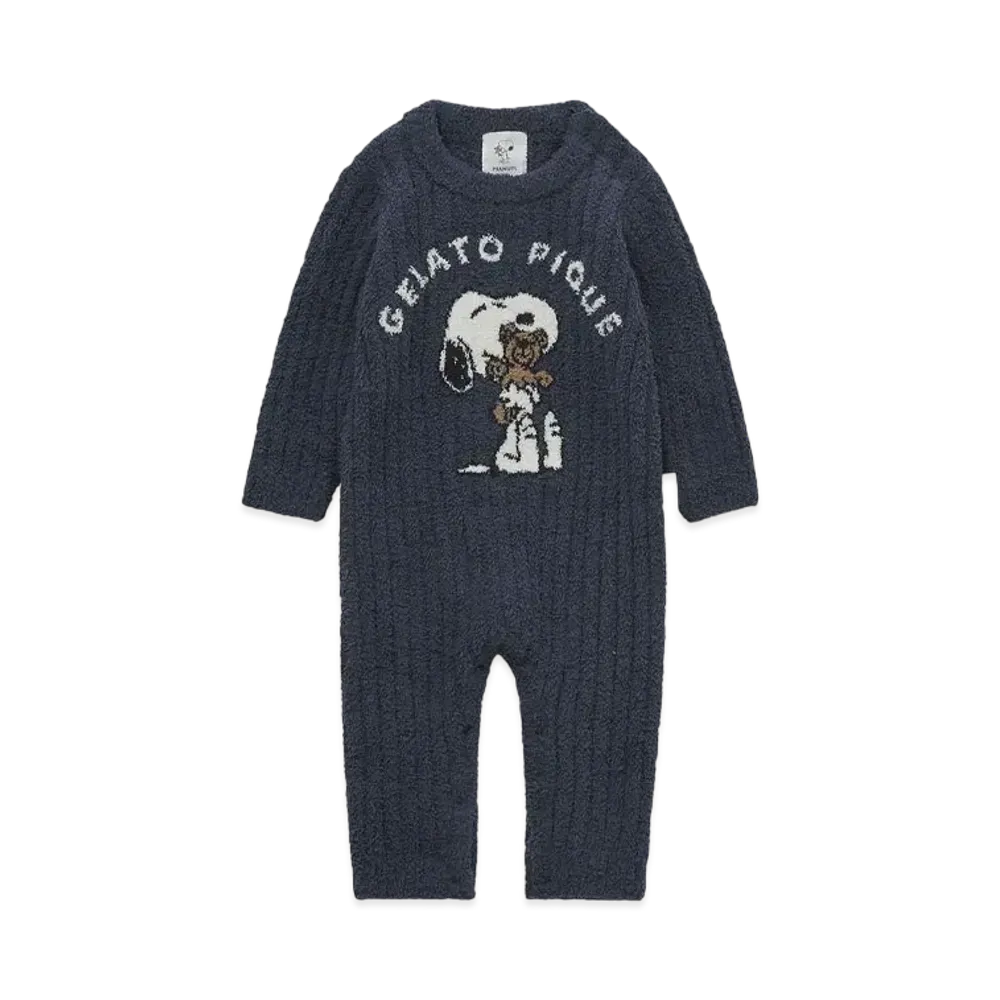 GELATO PIQUE x PEANUTS Baby Snoopy x Bear Jacquard Romper "Navy"
