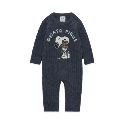 GELATO PIQUE x PEANUTS Baby Snoopy x Bear Jacquard Romper "Navy"
