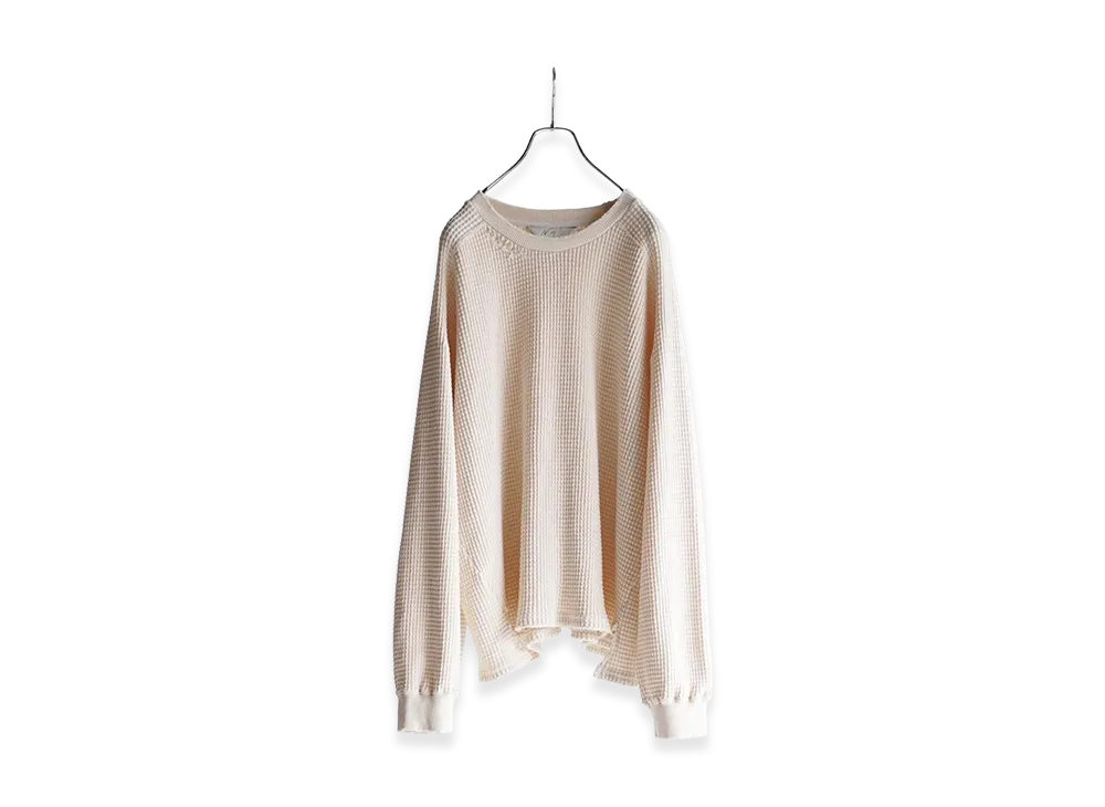 ANCELLM Damage Heavy Waffle Oversizad LS T-Shirt "IVORY"