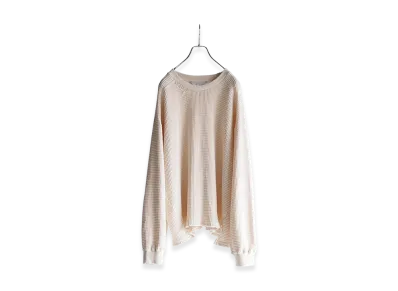 ANCELLM Damage Heavy Waffle Oversizad LS T-Shirt "IVORY"